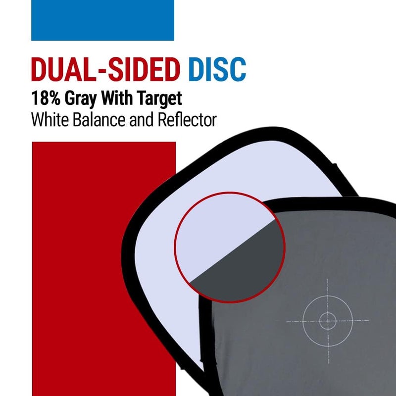 Vidpro WB-24 White Balance Dual-Sided Disc - 18% Gray Card with Target & Neutral White Panel - Collapsible & Wipe Clean Surface Reference Reflector Use in Any Lighting Condition Includes Carrying Case - Image 4